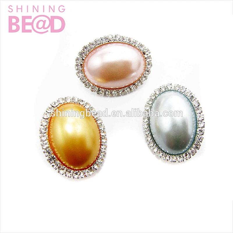 oval pearl rhinestone flat back wedding invitation brooch wholesale