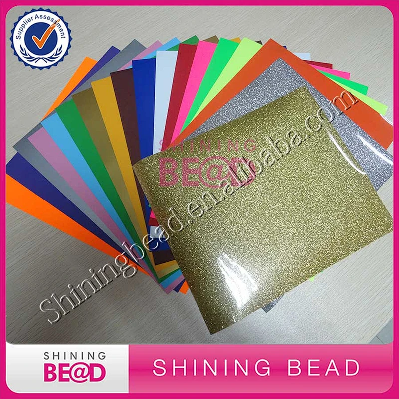 High Quality PU Mix Glitter Heat Transfer Vinyl HTV for T-shirt Cut Sheet Iron On vinyl 10x12inch