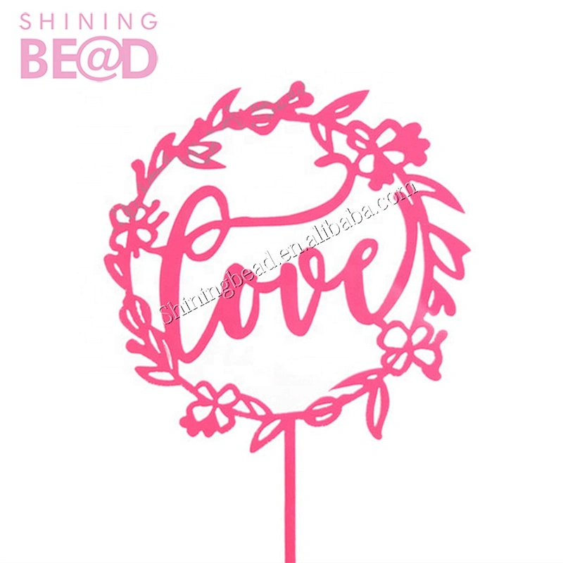 Pink clear acrylic cake topper  happy birthday  wholesale