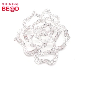 Wholesale Silver-plated Rose Flower Shaped Rhinestone Brooch,Channel Brooch Rhinestone,CC Brooch Crystal Rhinestone