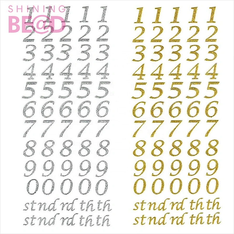 2021 Script Glitter Self Adhesive sticker alphabet Numbers Craft Embellishment wholesale for phone /mirror