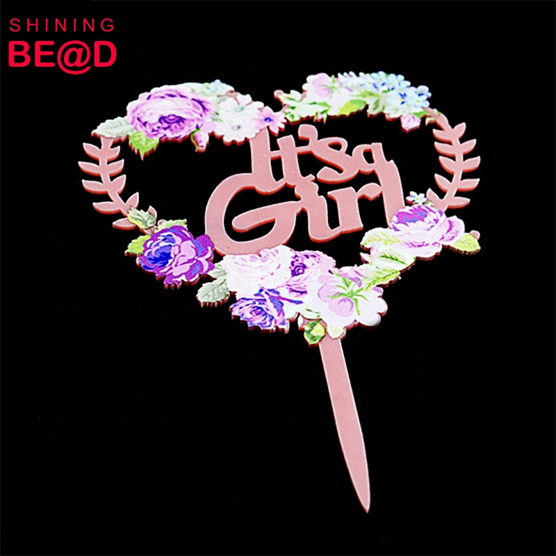 2019 Popular  Pink Acrylic Reveal acrylic Cake Topper