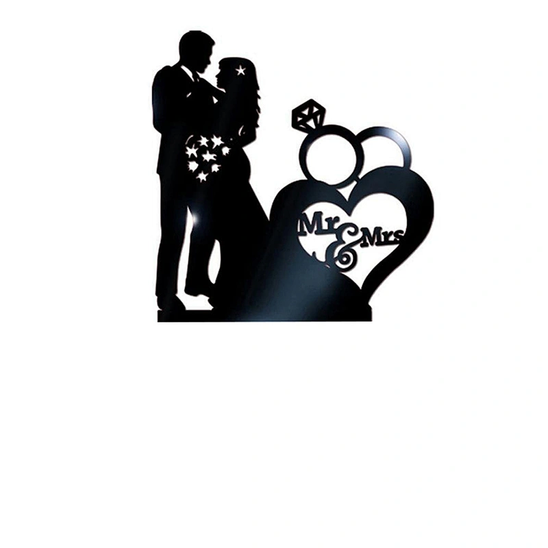 Wholesale Wedding Cake Supplies Groom And Bride Silhouette Acrylic Cake Topper,Cake Topper Acrylic,Mr & Mrs Cake Topper