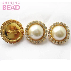 22mm flat back pearl rhinestone magnetic brooch pin