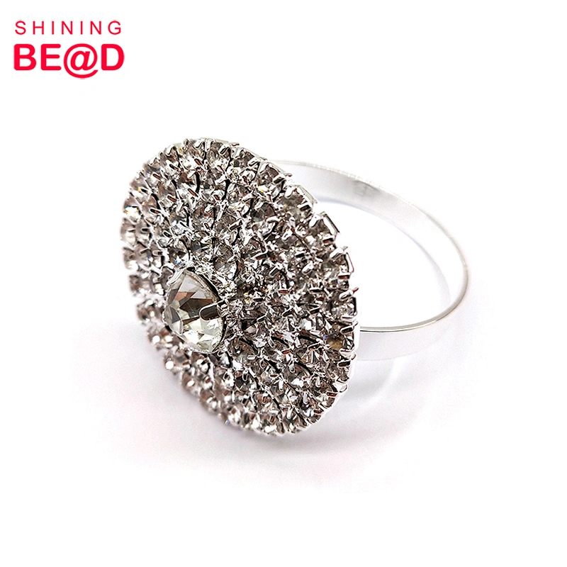 Wholesale Round Silver Plated Crystal Rhinestone Napkin Ring For Table Decoration,Napkin Rings For Weddings