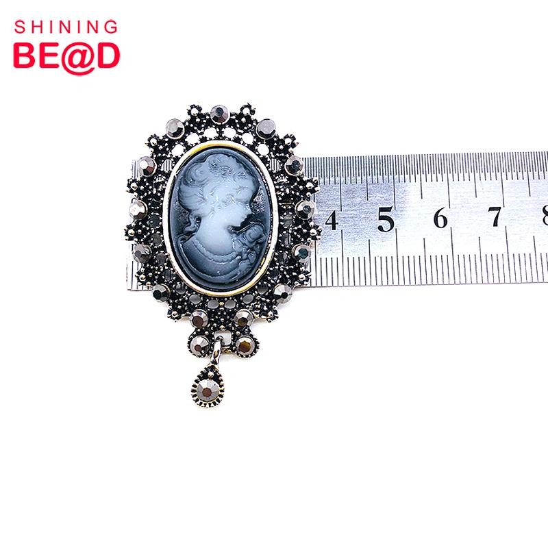 Wholesale Retro Beauty Head Series Tassel Rhinestone Brooch,Rhinestone Brooch Pins,Brooches Women Crystal Rhinestone