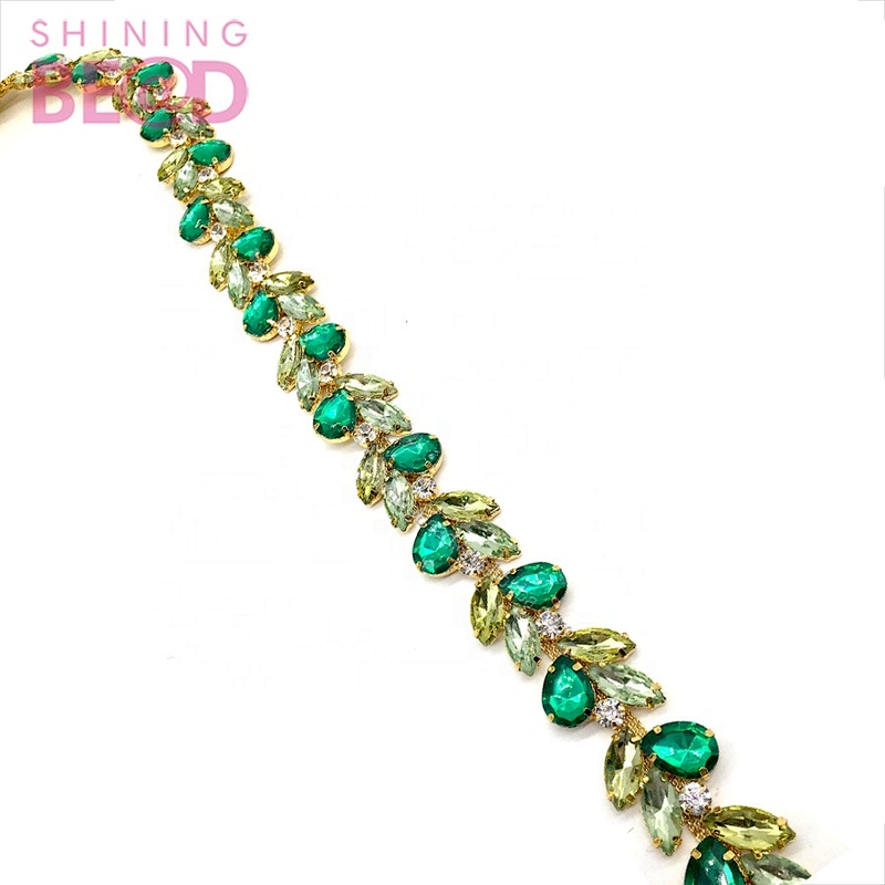 Cheap rhinestone chain golden crystal acrylic cup chain head band accessories DIY  trimming for cloth bag shoe