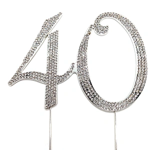 Hot Sale Wedding Celebration Or Birthday Party Cake Supplies - Rhinestone Number 40 Cake Topper,40th Cake Topper,40 Cake Topper