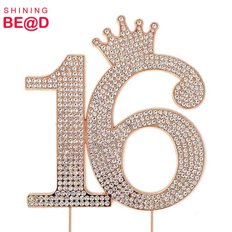 High quality wedding birthday party decoration rhinestone cake topper
