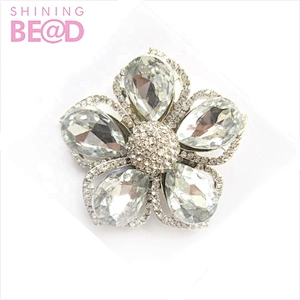 New fashion bulk rhinestone diamante chair sash brooch flower for bouquet wedding party