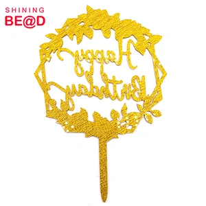 2021 New 3D Printed Cloth Gold Happy Birthday Acrylic Cake Topper For Party Decoration,Acrylic Happy Birthday Cake Topper