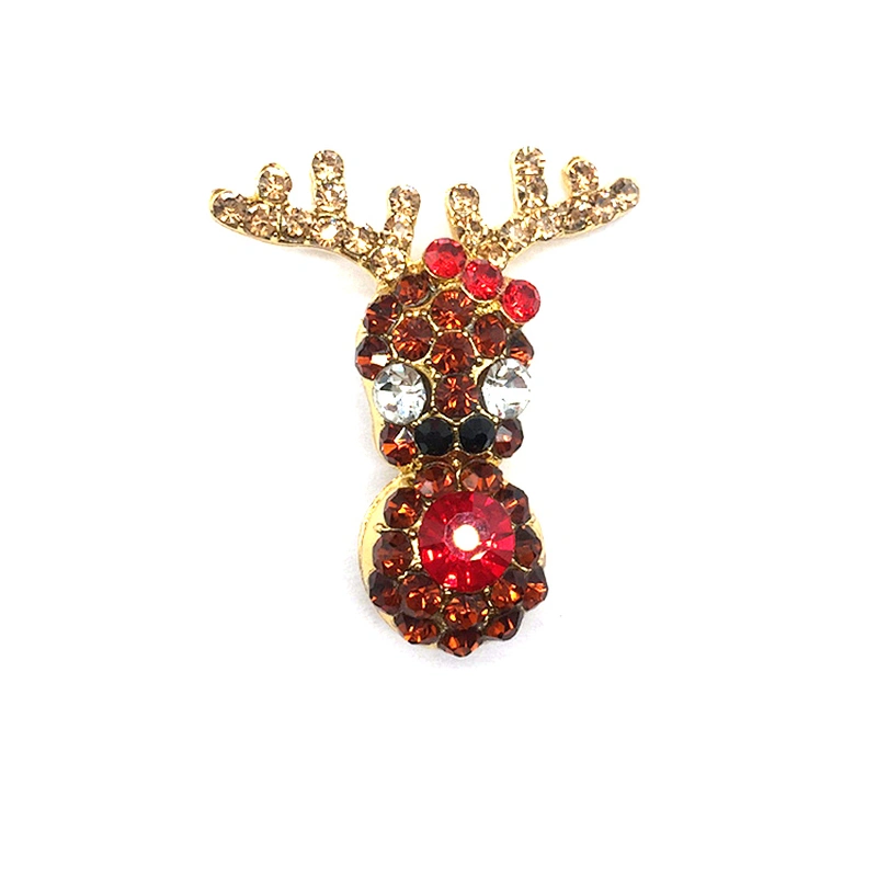 Wholesale High Quality Christmas Deer Head Shape Rhinestone Brooch,Handmade Rhinestone Christmas Brooches,CC Brooch