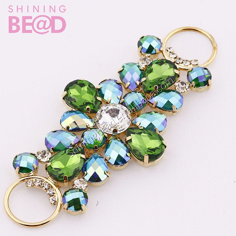 Hot sell colorful rhinestone connectors rhinestone applique sewing for dance dress decoration