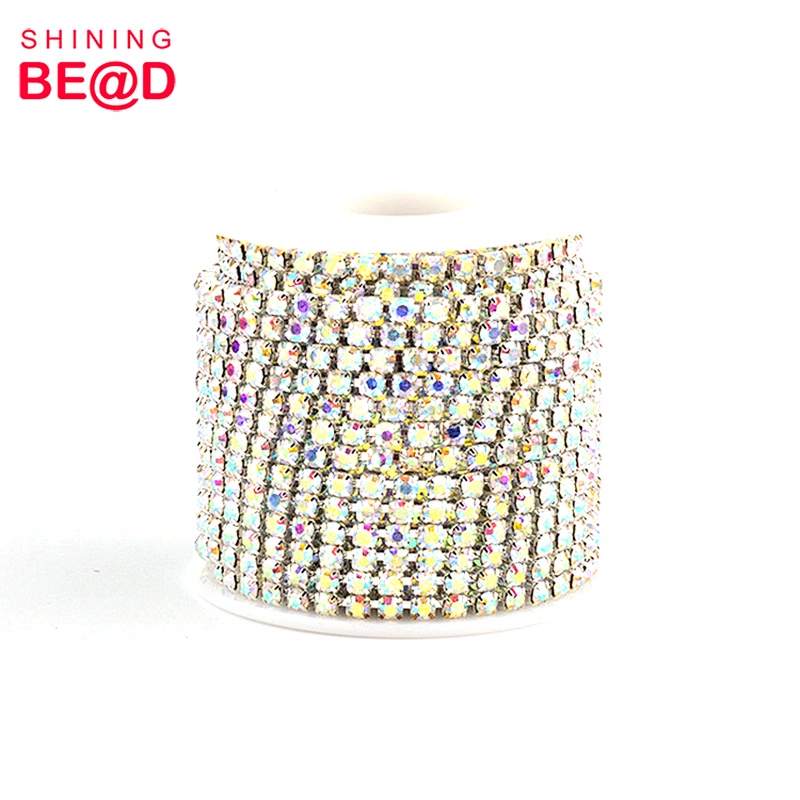 2021 Fashion 6mm Flat Back Rhinestone Trim Chain For Clothes Accessories,Cup Chain Rhinestone Chains Trim