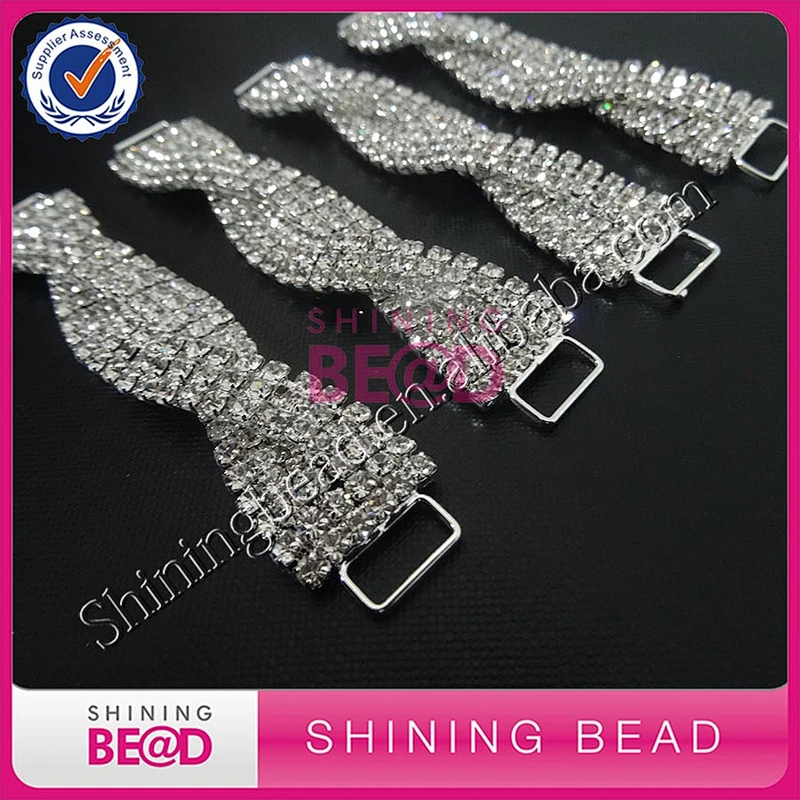 Top quality twist style rhinestone bikini connector for swimwear suite