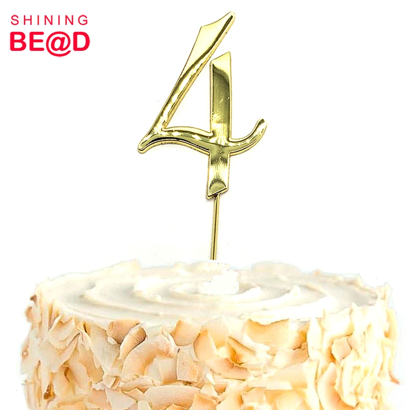 2021 High Quality Metal Gold Number Cake Topper For Party Decoration,Rhinestone Number Cake Topper