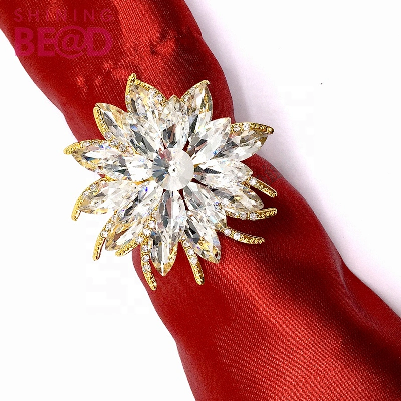 High quality wedding rhinestone pearl gold napkin ring