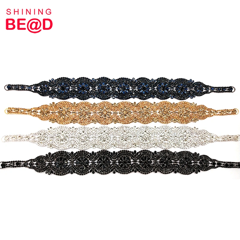 Wholesale High Quality Glass Rhinestone Appliques For Bridal Belt/Hair Accessories,Bodice Rhinestone Applique
