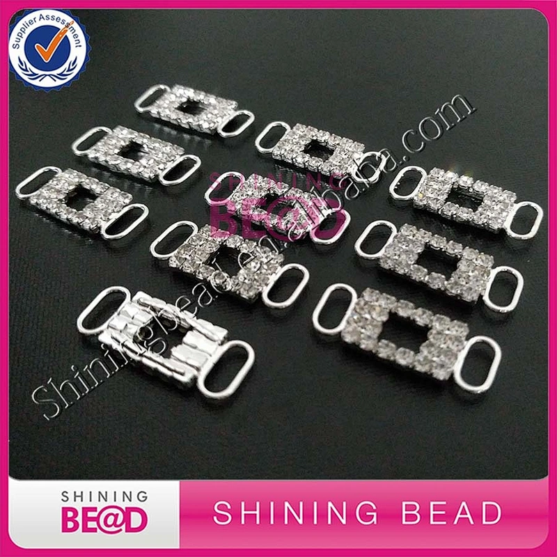 Alibaba Hot sale Fashion Silver Clear Crystals Rhinestones Bikini Connectors Buckle Swimwear Accessories