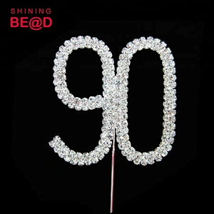 wholesale number 50 cake topper rhinestone in silver for cake decorate