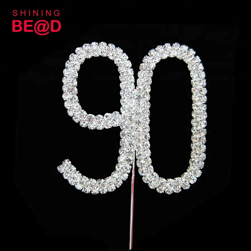 wholesale number 50 cake topper rhinestone in silver for cake decorate