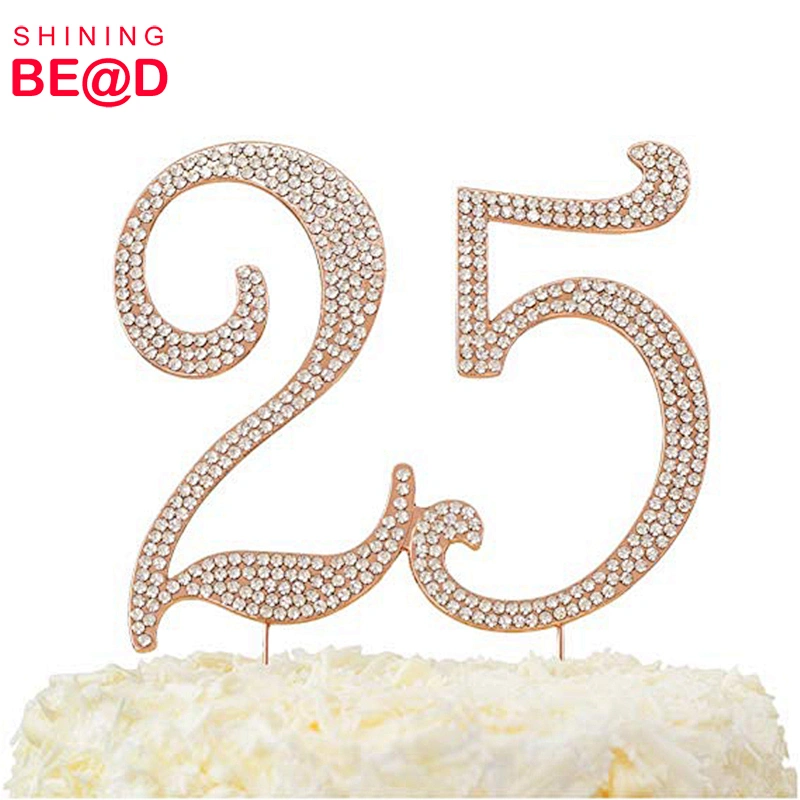 Rhinestone  25 Cake Topper for 25th Birthday /Anniversary Party decoration