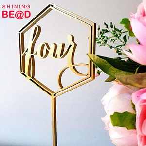 2019 Laser Cut Standing Wood Gold Wedding Table Numbers Wedding Decoration