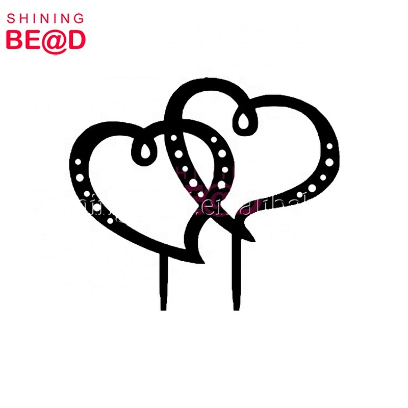 2020 Black Acrylic Wedding Cake Topper Double Heart Cake Topper,Acrylic Cake Topper,Funny Wedding Cake Toppers