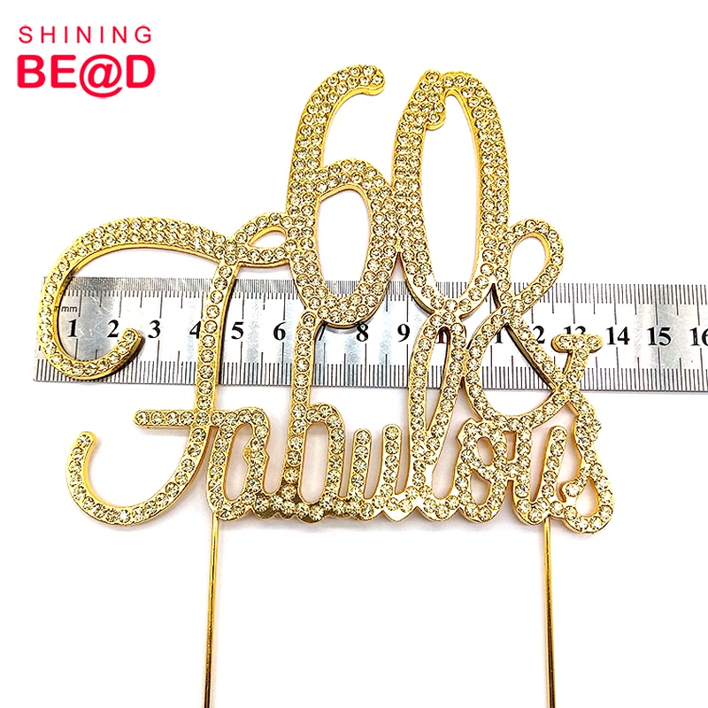 Sell 60 & Fabulous Rhinestone Cake Topper For Birthday Party Decoration,50 & Fabulous Rhinestone Cake Topper