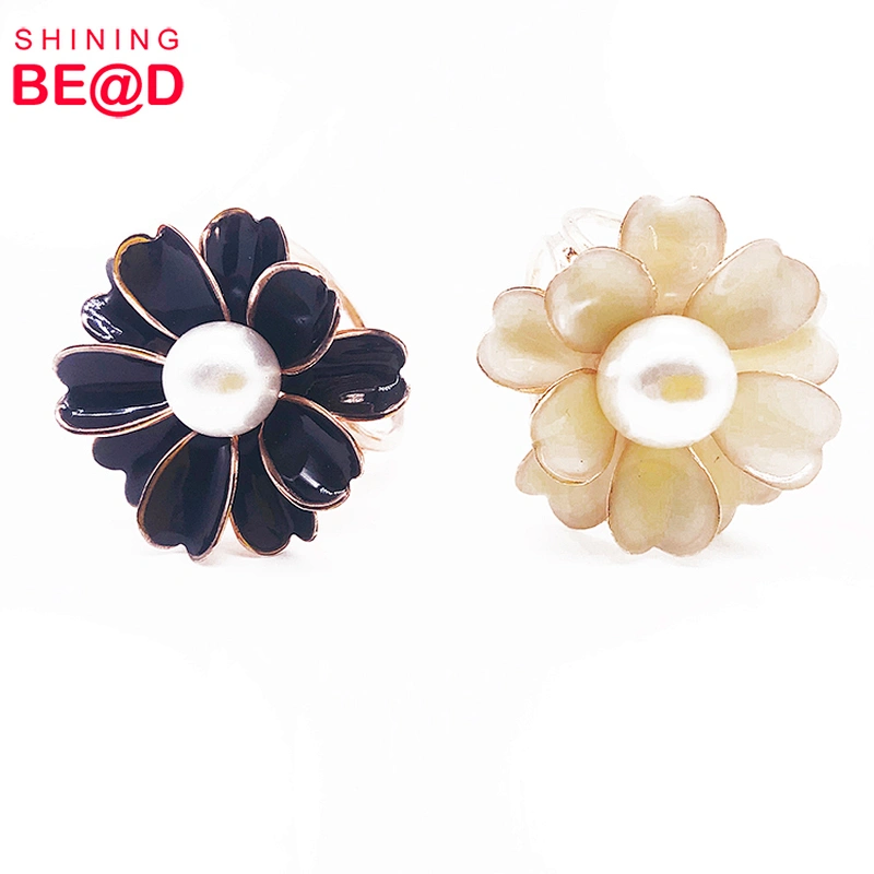 Fashion Creative Camellia Pearl Three-ring Scarf Buckle,Scarf Ring Buckle,Scarf Buckle