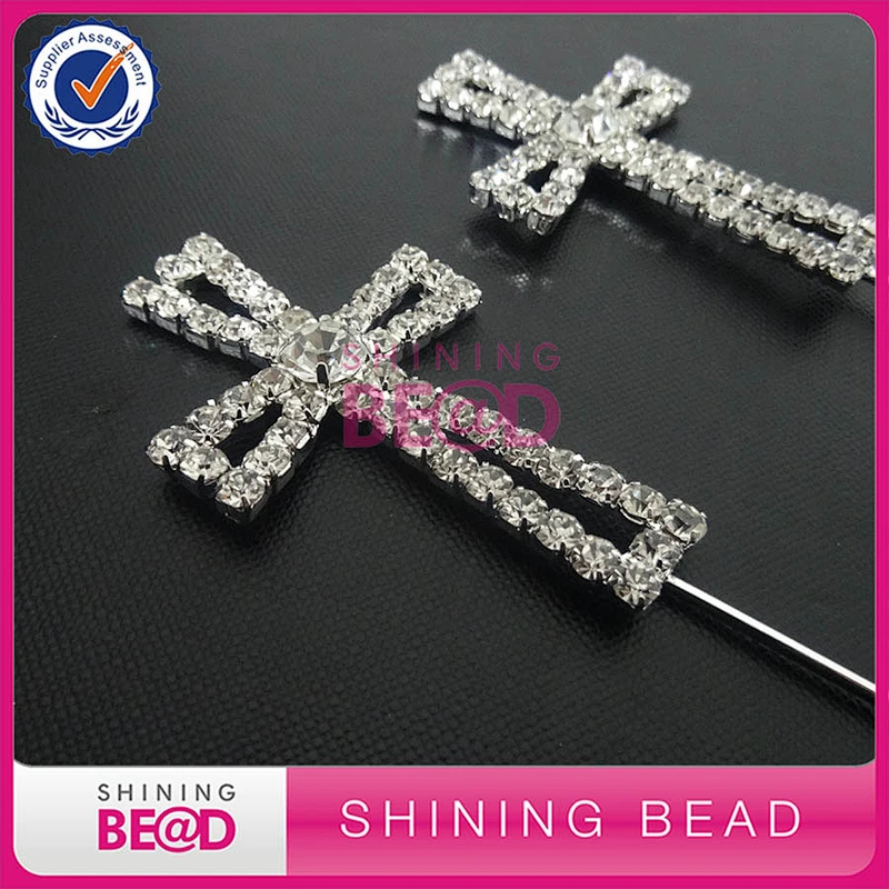 wholesale Sliver Cross Rhinestone Cake Topper For Party,baptism cross cake decorate