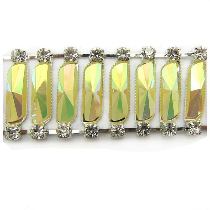 High Quality Sew On Golden Cheap Rhinestone Trimming Diamante Trim For Dresses