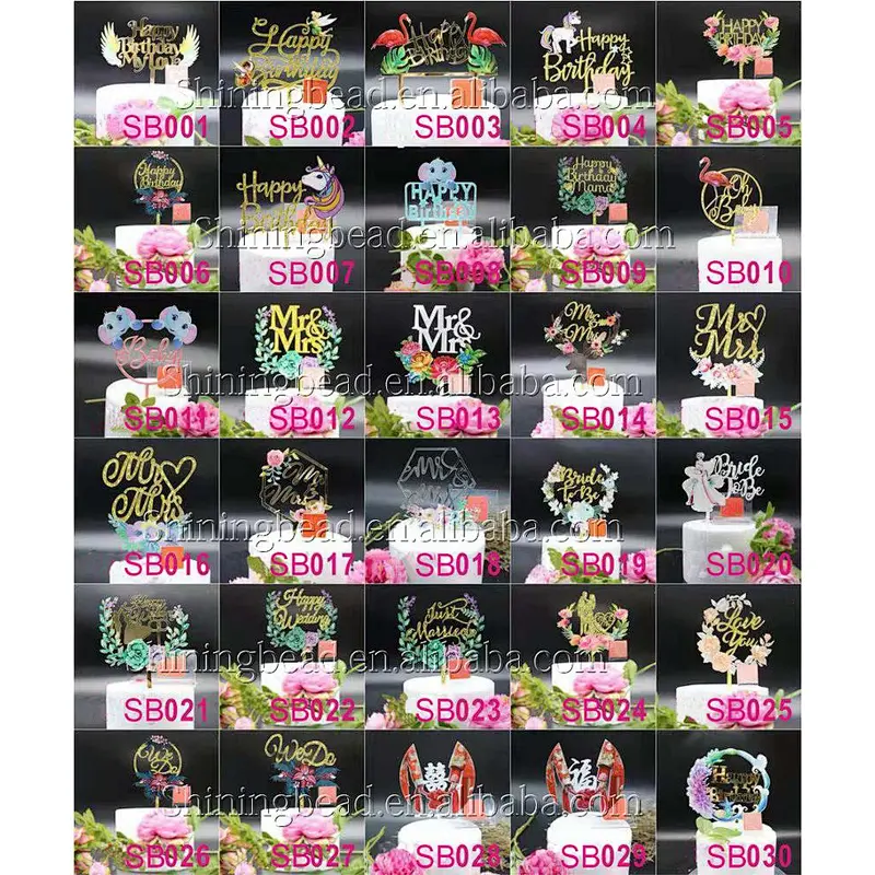 2019 New Arrival 3D Mirror Gold Acrylic one birthday cake topper unicorn for first birthday