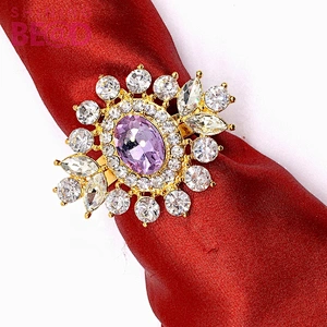 New year 2021 acrylic rhinestone napkin rings wedding napkin holder gold Christmas for napkin decorate