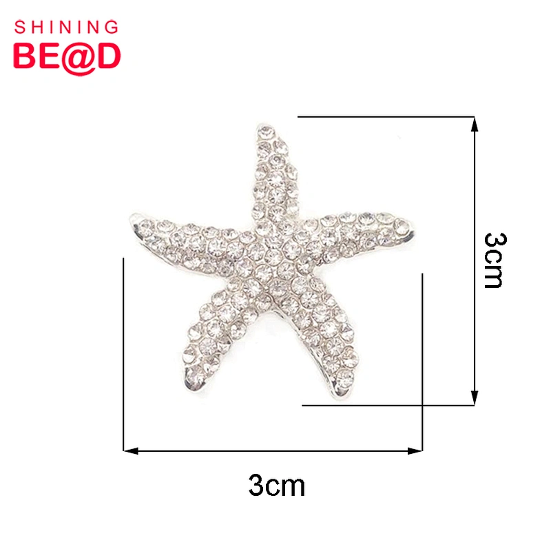 Wholesale Fashion Starfish Shaped Silver Plated Rhinestone Buckle For Decoration,Rhinestone Buckles For Dresses