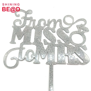 Glitter From Miss To Mrs  Acrylic Cake Topper For Engagement Party Decoration,Engaged Silver Acrylic Cake Topper