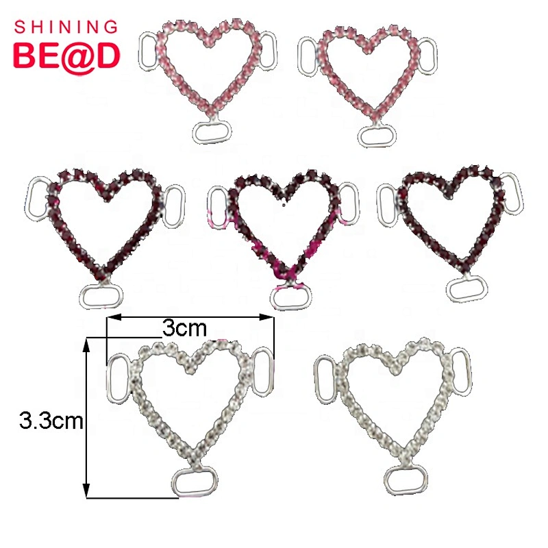 Wholesale Sparkling Heart-shaped Rhinestone Bikini Connector,Rhinestone Connector For Bikini,Jewelry Rhinestone Connector