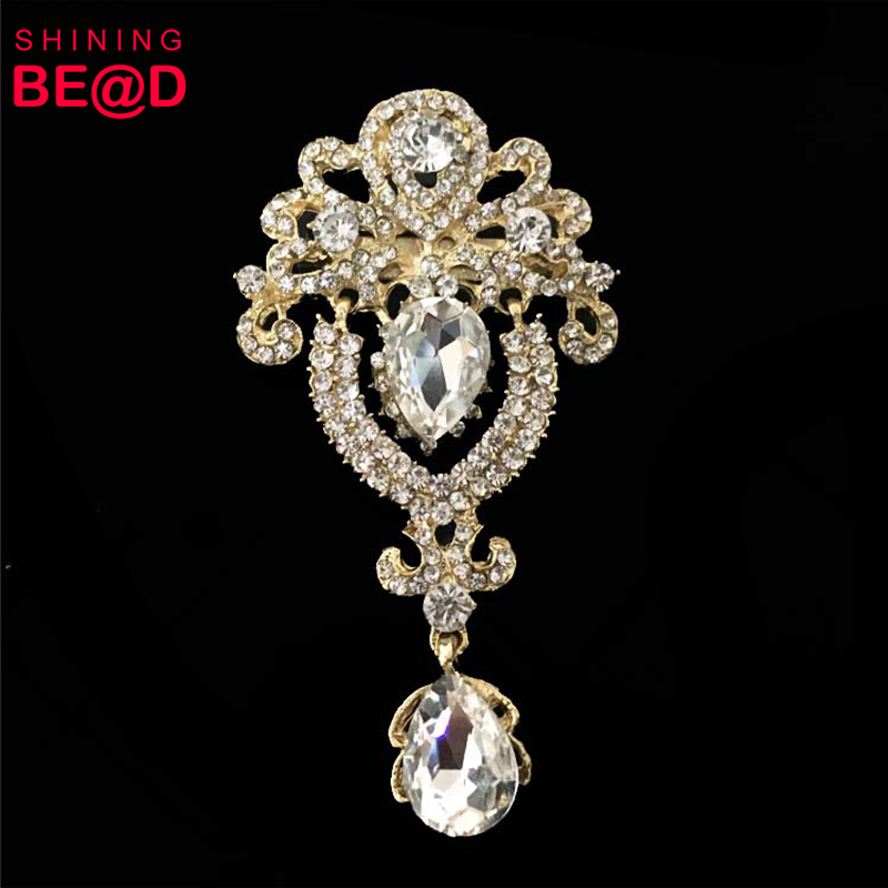 Custom round crystal brooch pin buttons for wedding dress brooch rhinestone