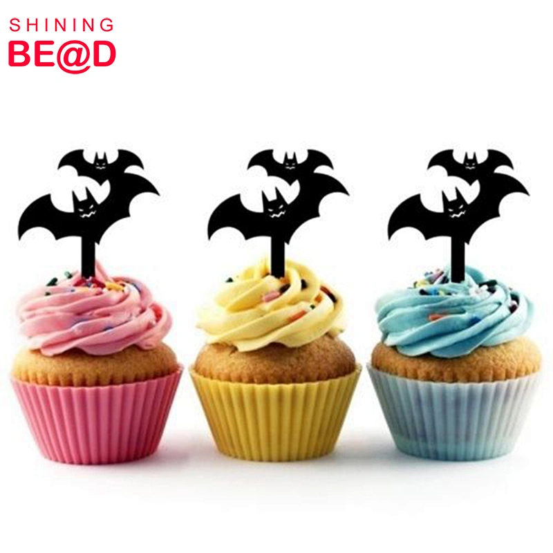Wholesale Custom Black Crow Party Acrylic Halloween cake decoration Picks Topper