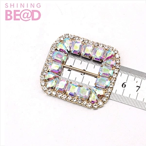 Shiny Square Rhinestone Buckle Diamante Ribbon Slider Wedding Invitation Card Decoration Buckles Shoe Upper Belt