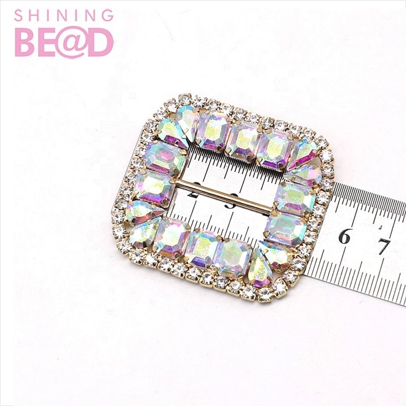 Shiny Square Rhinestone Buckle Diamante Ribbon Slider Wedding Invitation Card Decoration Buckles Shoe Upper Belt