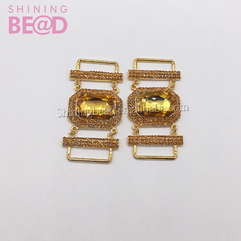 Gold plating connector peach rhinestone swimsuit bikini buckles garment accessory