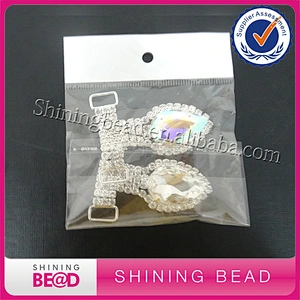 Hot sale Fashion Wholesale beautiful rhinestone bikini connector with crystal ABHeart Glass For Bikini Swimwear/Buckle/Headband