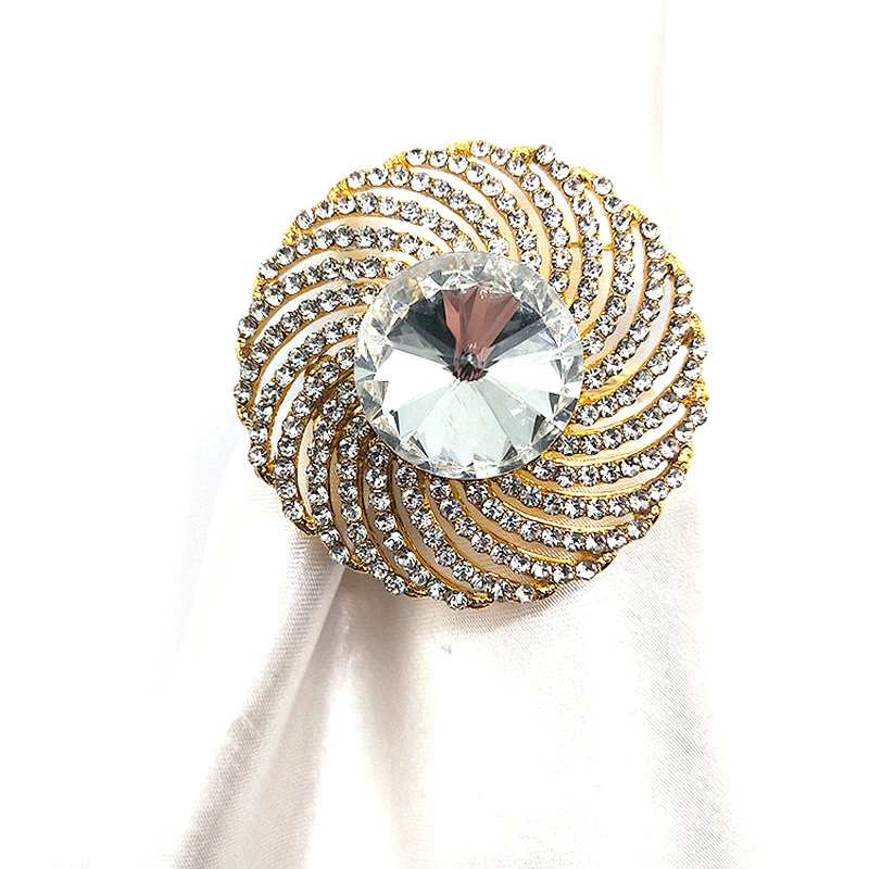 High Quality Round Gold Plated Crystal Rhinestone Napkin Ring For Wedding Table Decoration,Metal Napkin Rings,Gold Napkin Rings