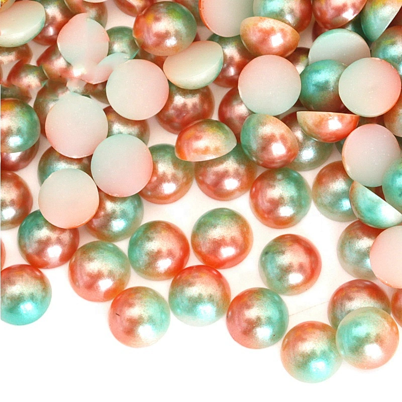 New Gradient Flat Back Half Round Pearl,Half Pearl Beads,Half Cut Pearls