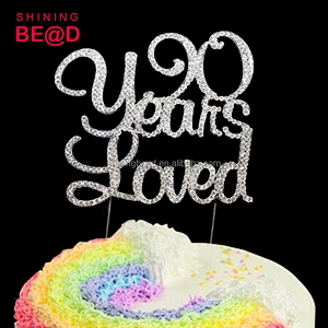 Hot sale 80th LOVE rhinestone cake topper anniversary party decorations