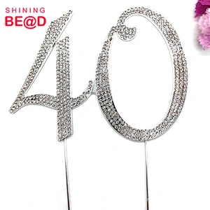 Hot Sale Wedding Celebration Or Birthday Party Cake Supplies - Rhinestone Number 40 Cake Topper,40th Cake Topper,40 Cake Topper