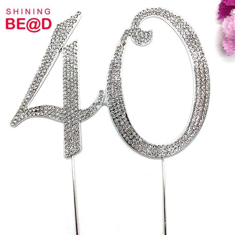 Hot Sale Wedding Celebration Or Birthday Party Cake Supplies - Rhinestone Number 40 Cake Topper,40th Cake Topper,40 Cake Topper