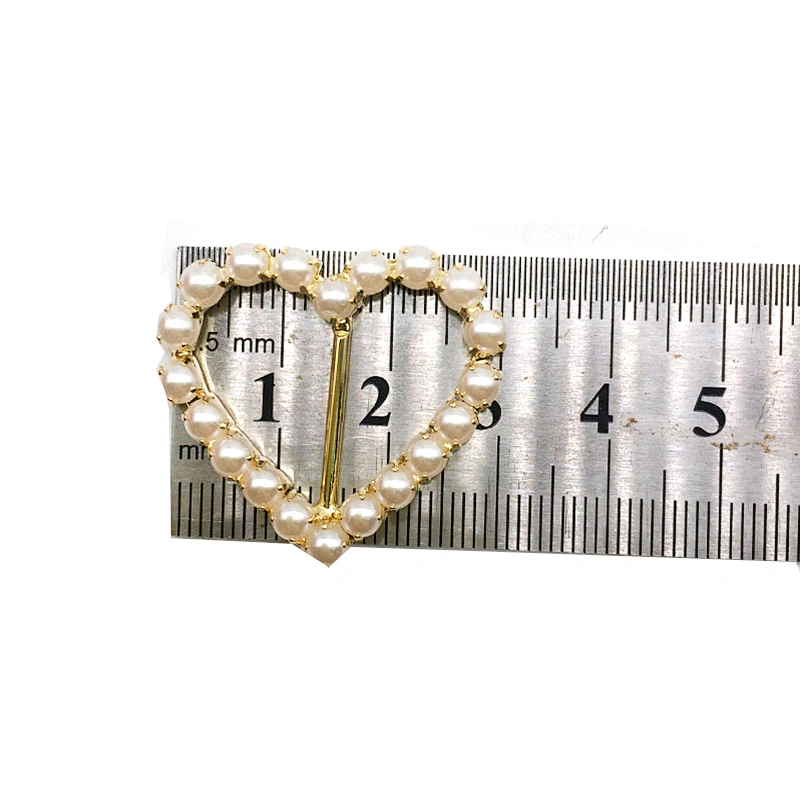 Heart shape pearl rhinestone buckle wedding invitation/chair sash buckle