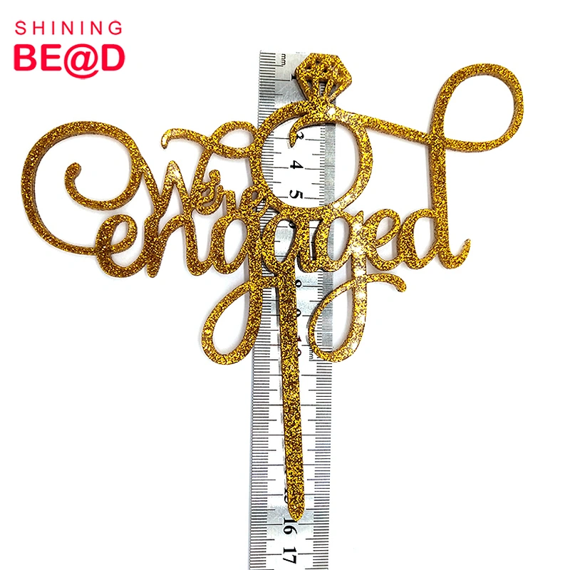 Glitter Gold We're Engaged Acrylic Cake Topper For Engagement,Engagement Acrylic Cake Topper,Engaged Silver Acrylic Cake Topper